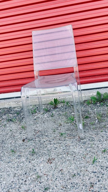 Modern Accent Set: (2) Clear Acrylic Chairs & (1) Square Mirrored Side Table