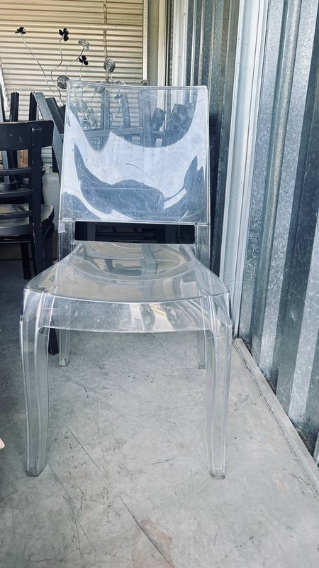 Modern Accent Set: (2) Clear Acrylic Chairs & (1) Square Mirrored Side Table - 2