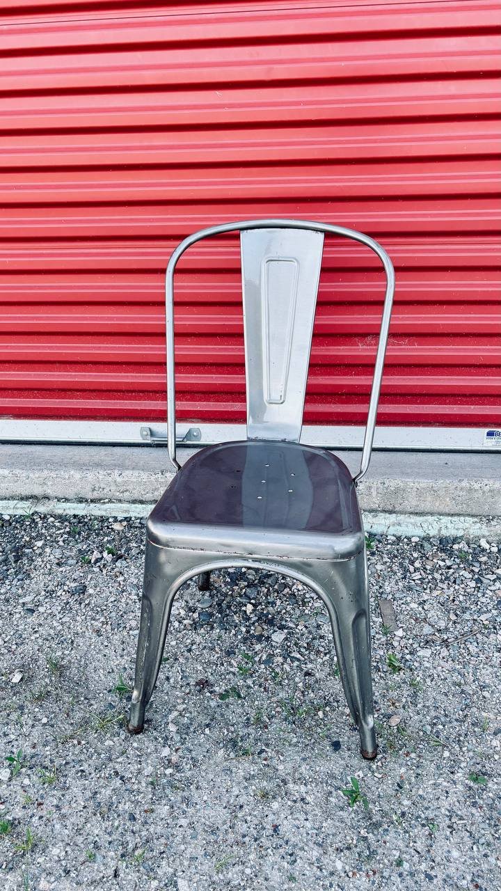 Set of 6 Industrial Bistro Metal Dining Chairs (Tolix-Style)